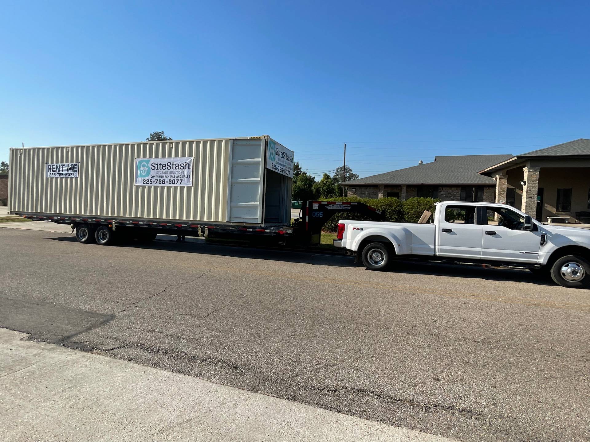 Site Stash shipping container delivered on a customer property in Louisiana